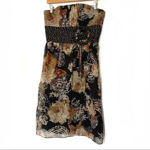 Suzi Chin Maggy Boutique Strapless Silk Dress 8 M Tan Brown 3 for $30 Bundle